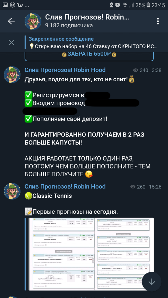 Телеграмм Слив Прогнозов Робин Гуд
